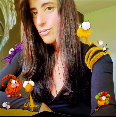 Alejandra Monterrubio with MONOCUCOS characters